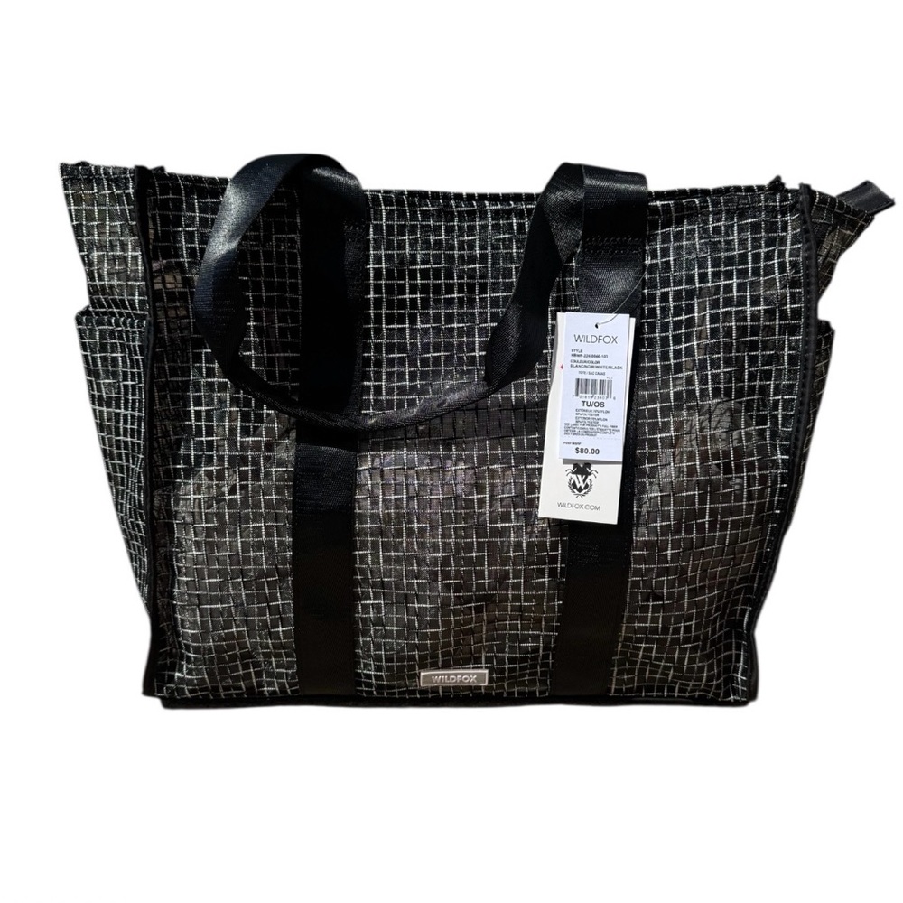 Wildfox Large Black/Silver Mesh Tote Bag nwt
